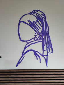 Meisje met de parel | Acryl lijntekening (verschillende kleuren) | Collectie Meesterwerk