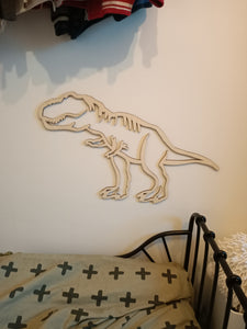 T-Rex dinosaurus | Houten lijntekening XL | Collectie Kinderkamer