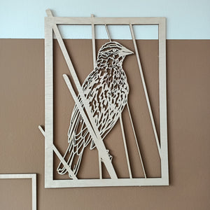 Houten 'poster' vogel | Houten wanddecoratie